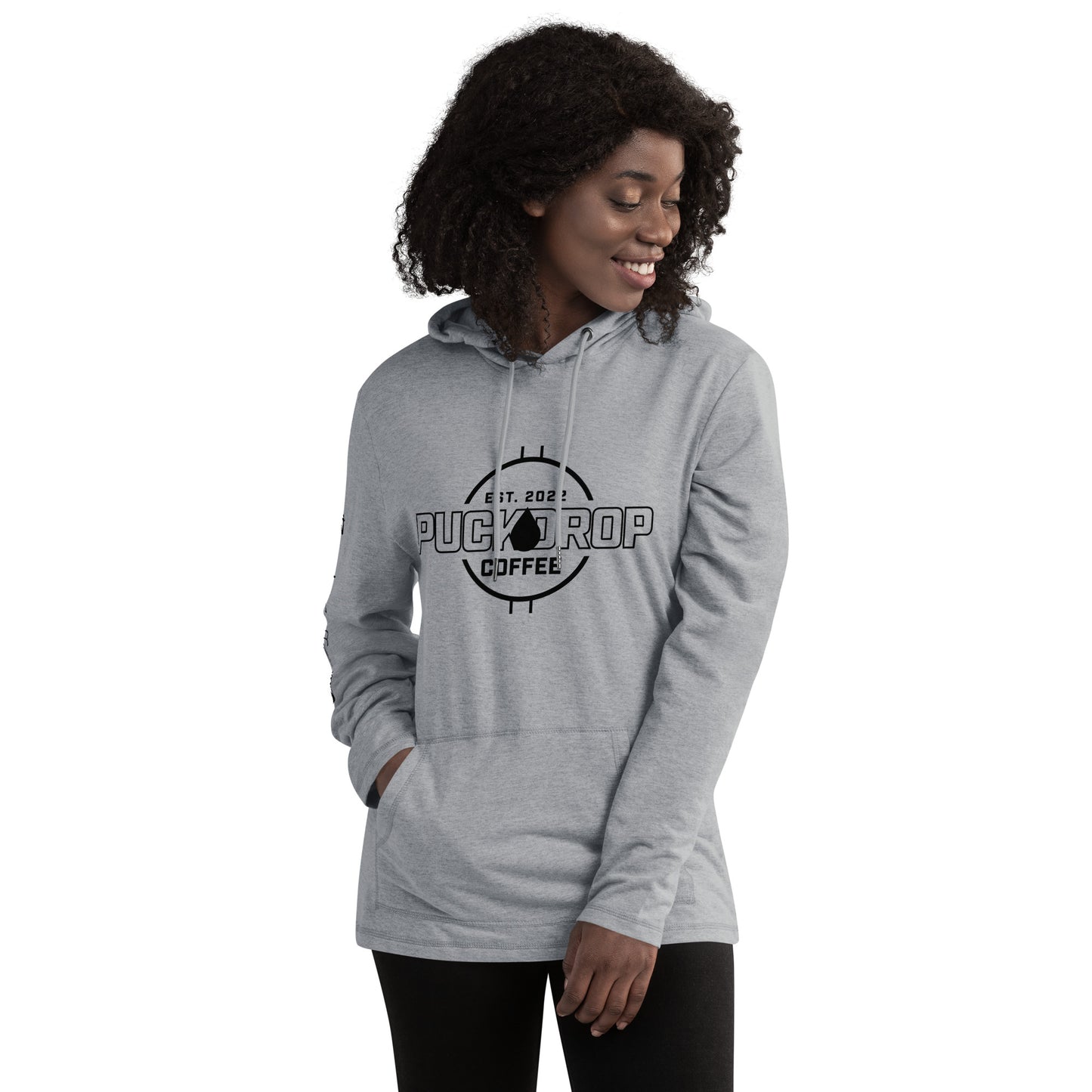 PUCKDROP Gray French Terry Unisex Lightweight Hoodie