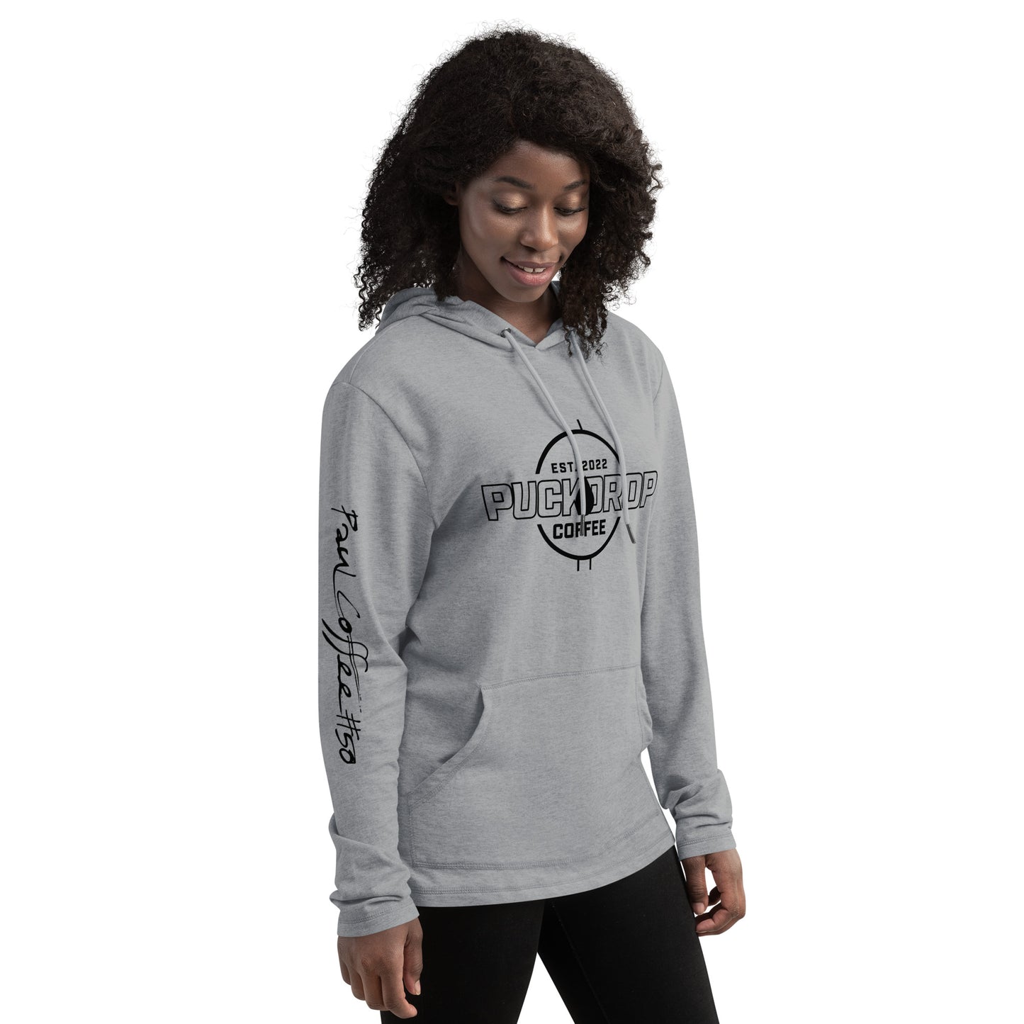 PUCKDROP Gray French Terry Unisex Lightweight Hoodie