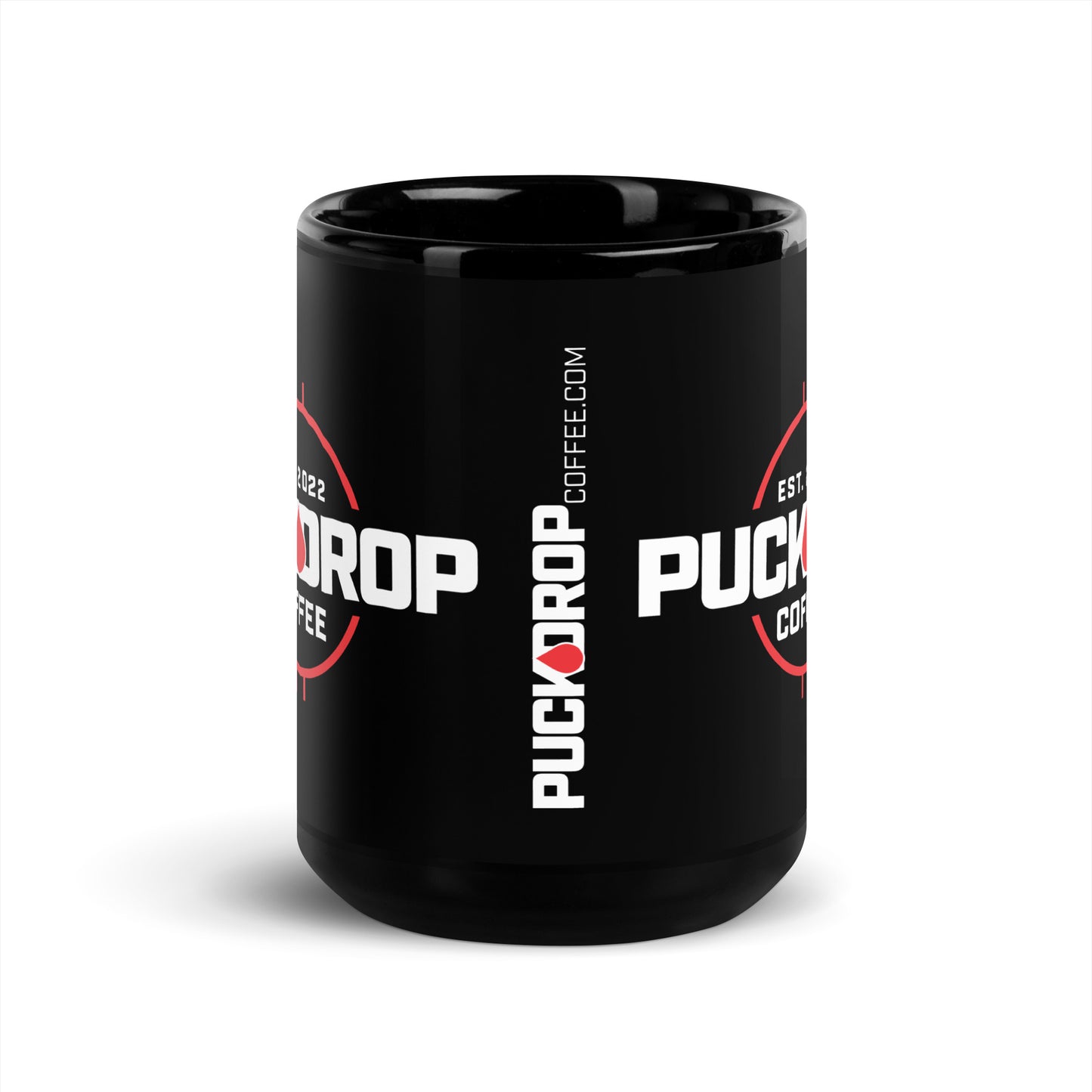 PUCKDROP 15 oz Black Glossy Mug
