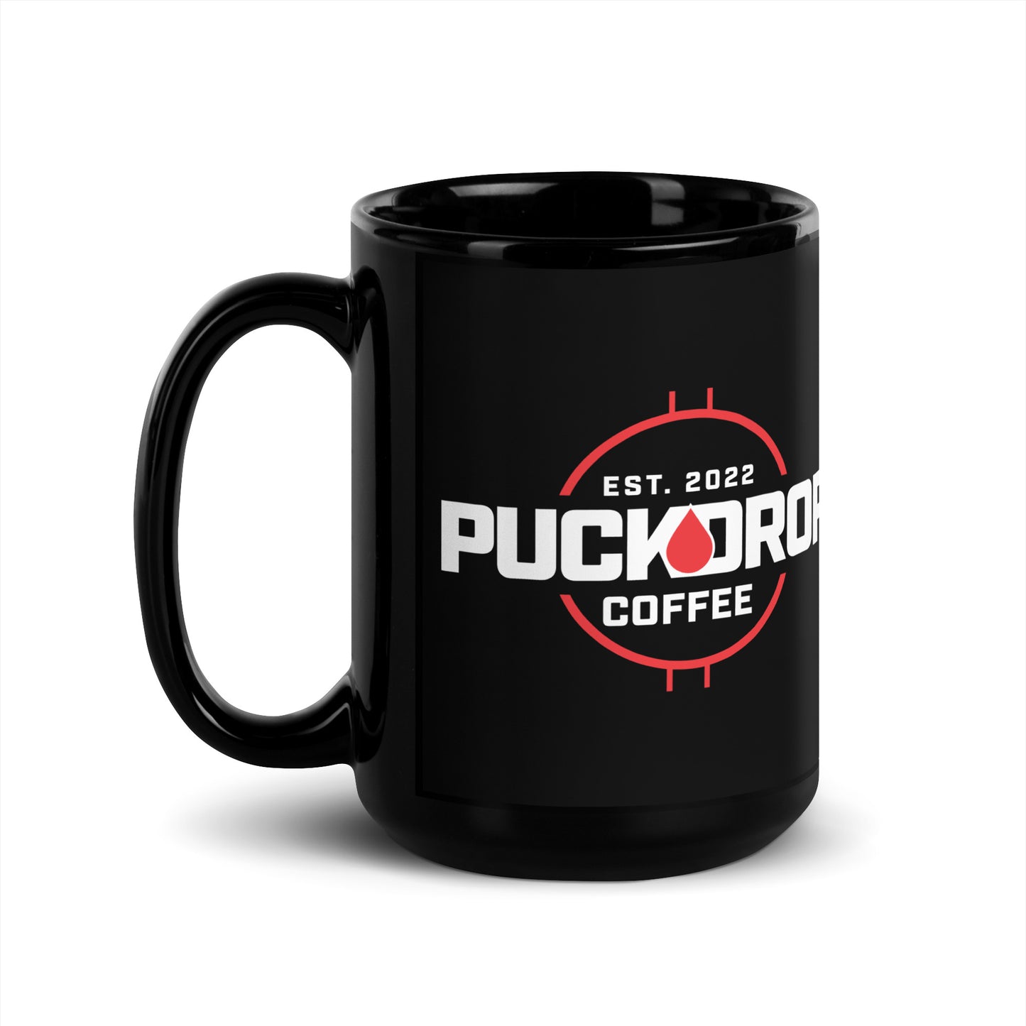 PUCKDROP 15 oz Black Glossy Mug