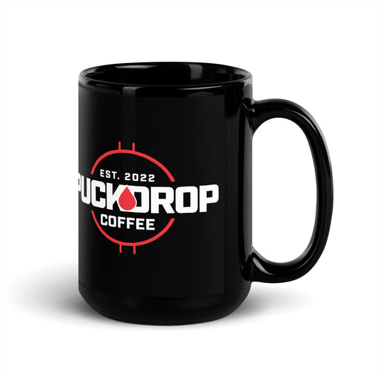 PUCKDROP 15 oz Black Glossy Mug