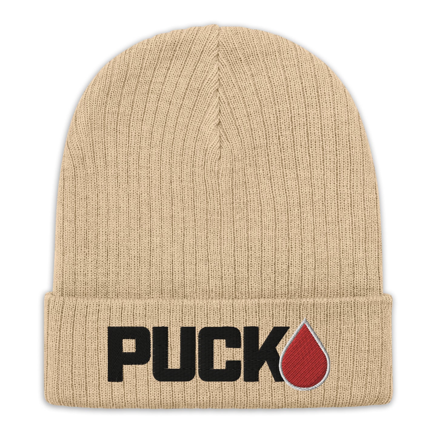 PUCK drop Ribbed knit beanie