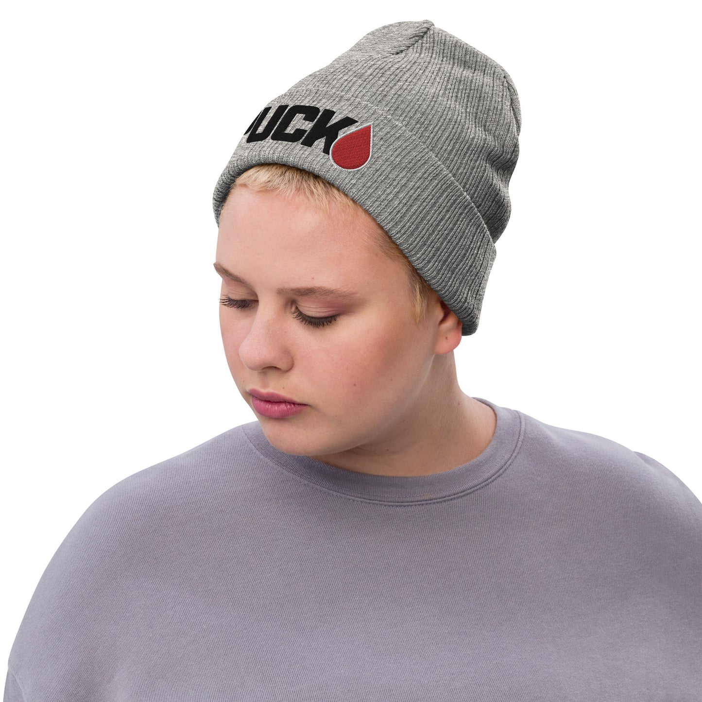 PUCK drop Ribbed knit beanie