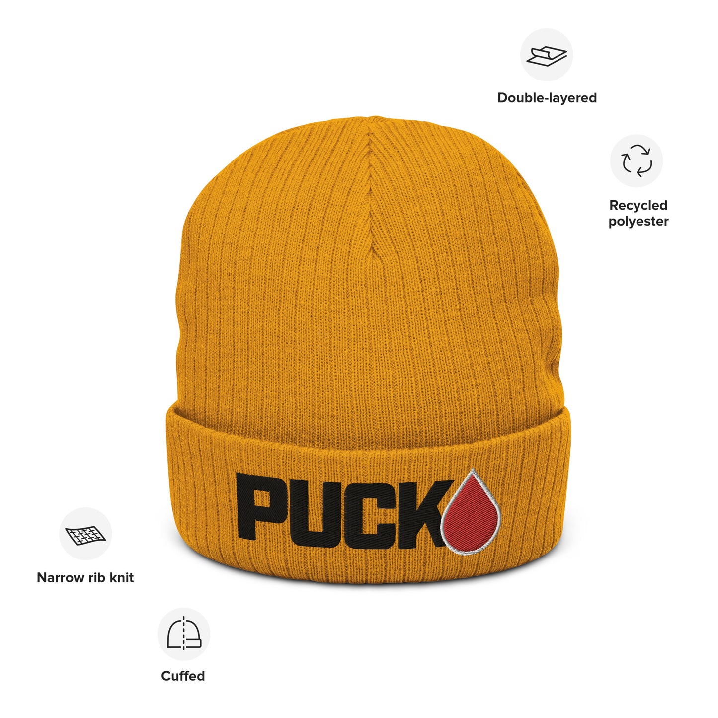 PUCK drop Ribbed knit beanie