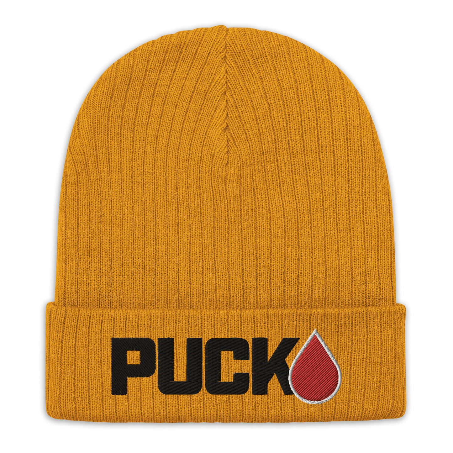 PUCK drop Ribbed knit beanie