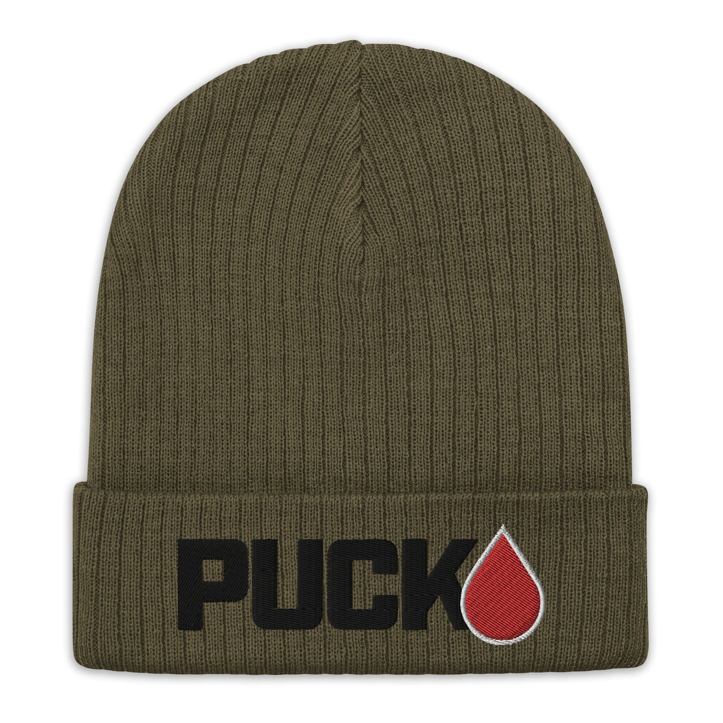 PUCK drop Ribbed knit beanie