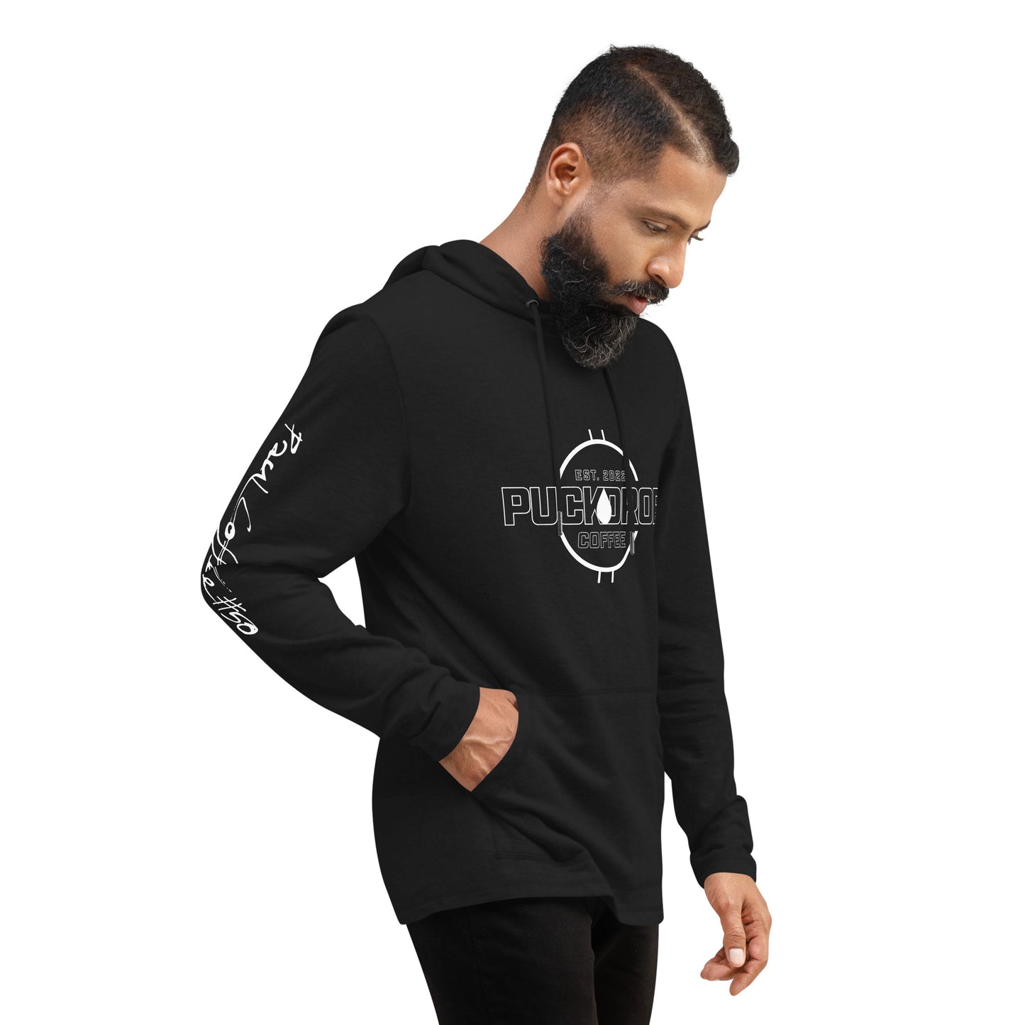 PUCKDROP Black French Terry Unisex Lightweight Hoodie