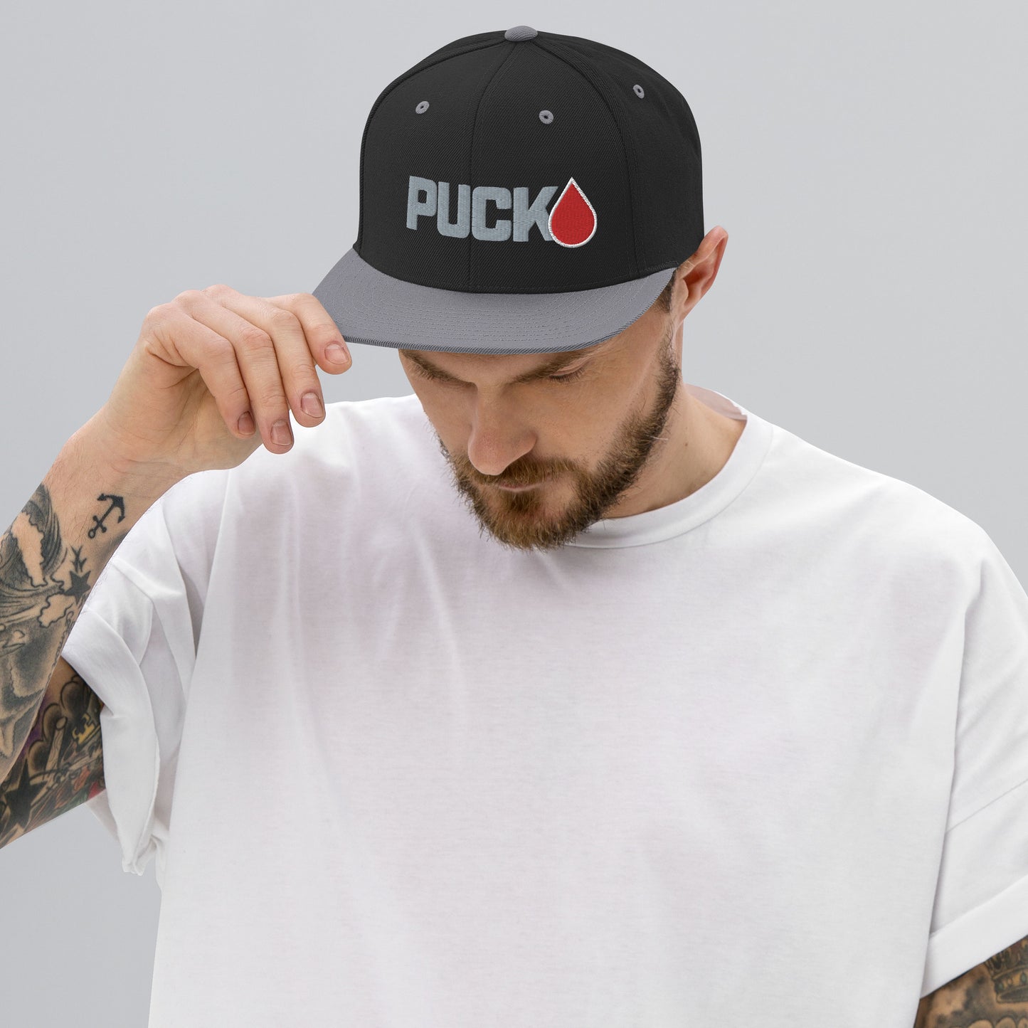 PUCKDROP Flat Brim Snapback Hat